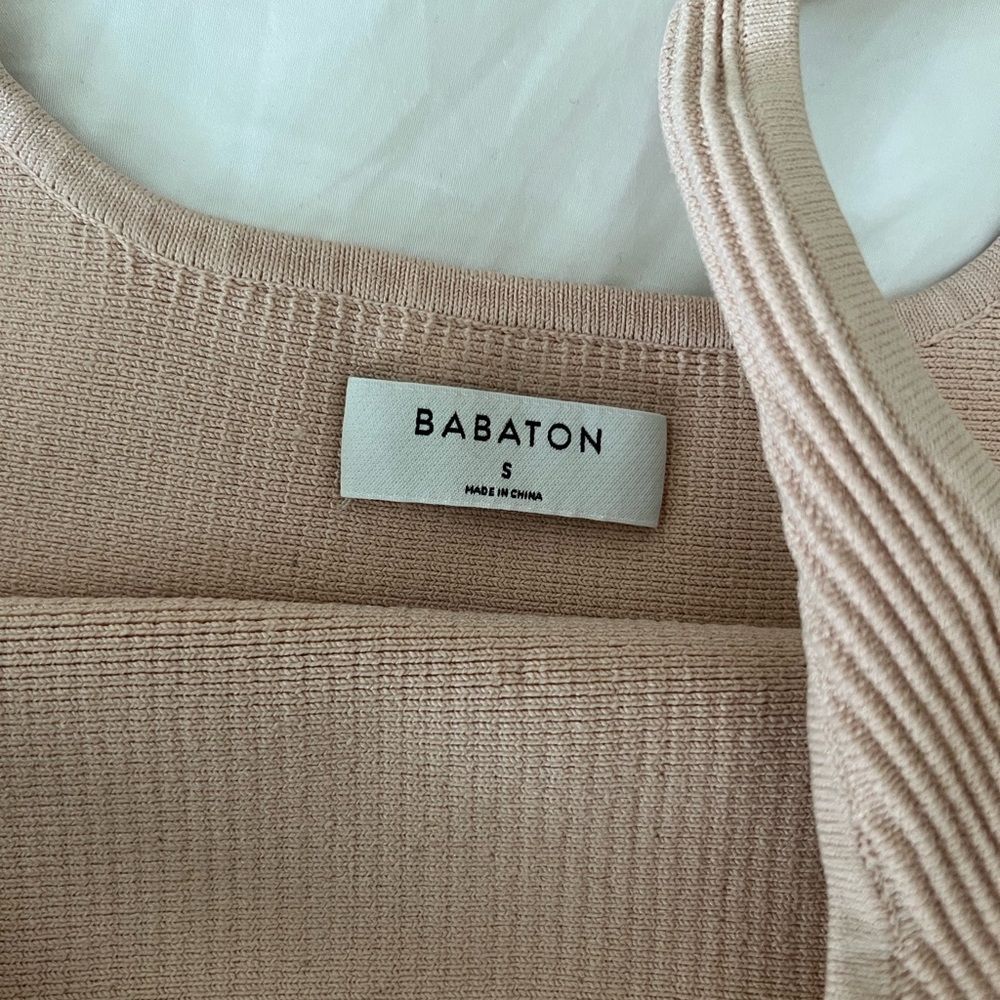 Babaton Ribbed Square-Neck Crop Tank — Blush & Mustard - Picture 5 of 5